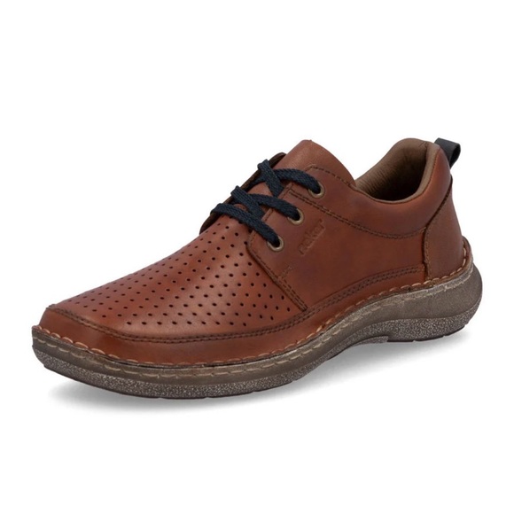 Rieker Men’s Brown Leather Lace-Up Comfort Shoes Wide Fit Perforated 43 US 10 - Picture 2 of 10